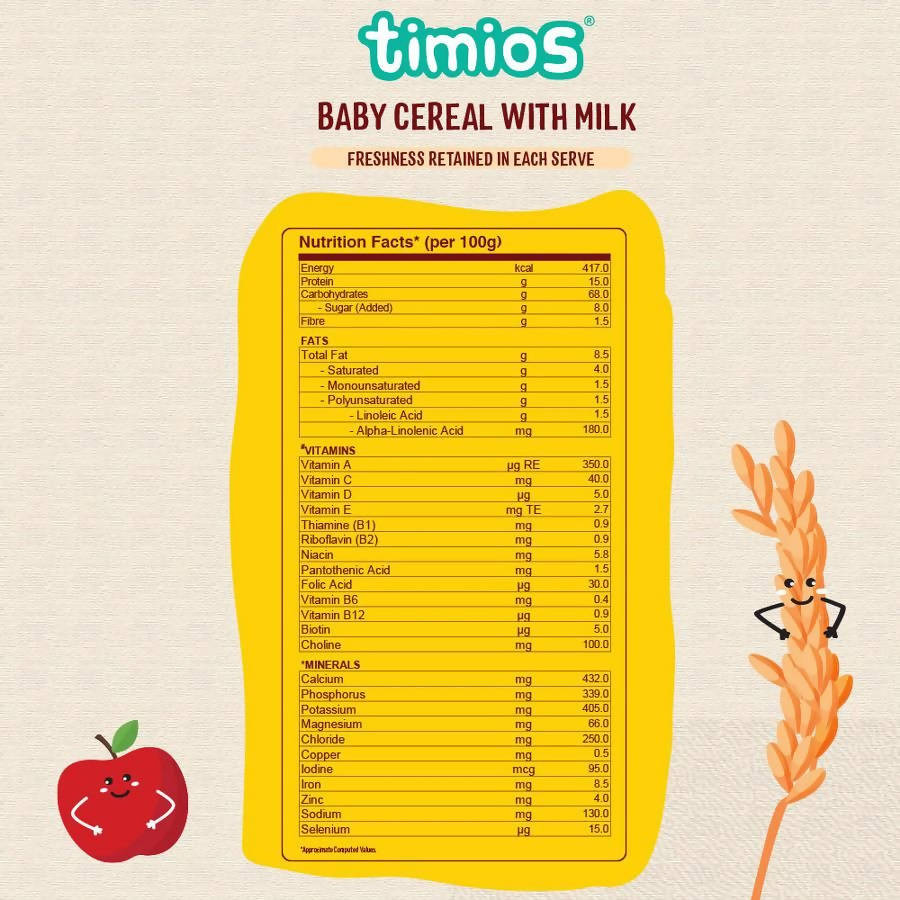 Timios Organic Rice Apple Baby Cereal