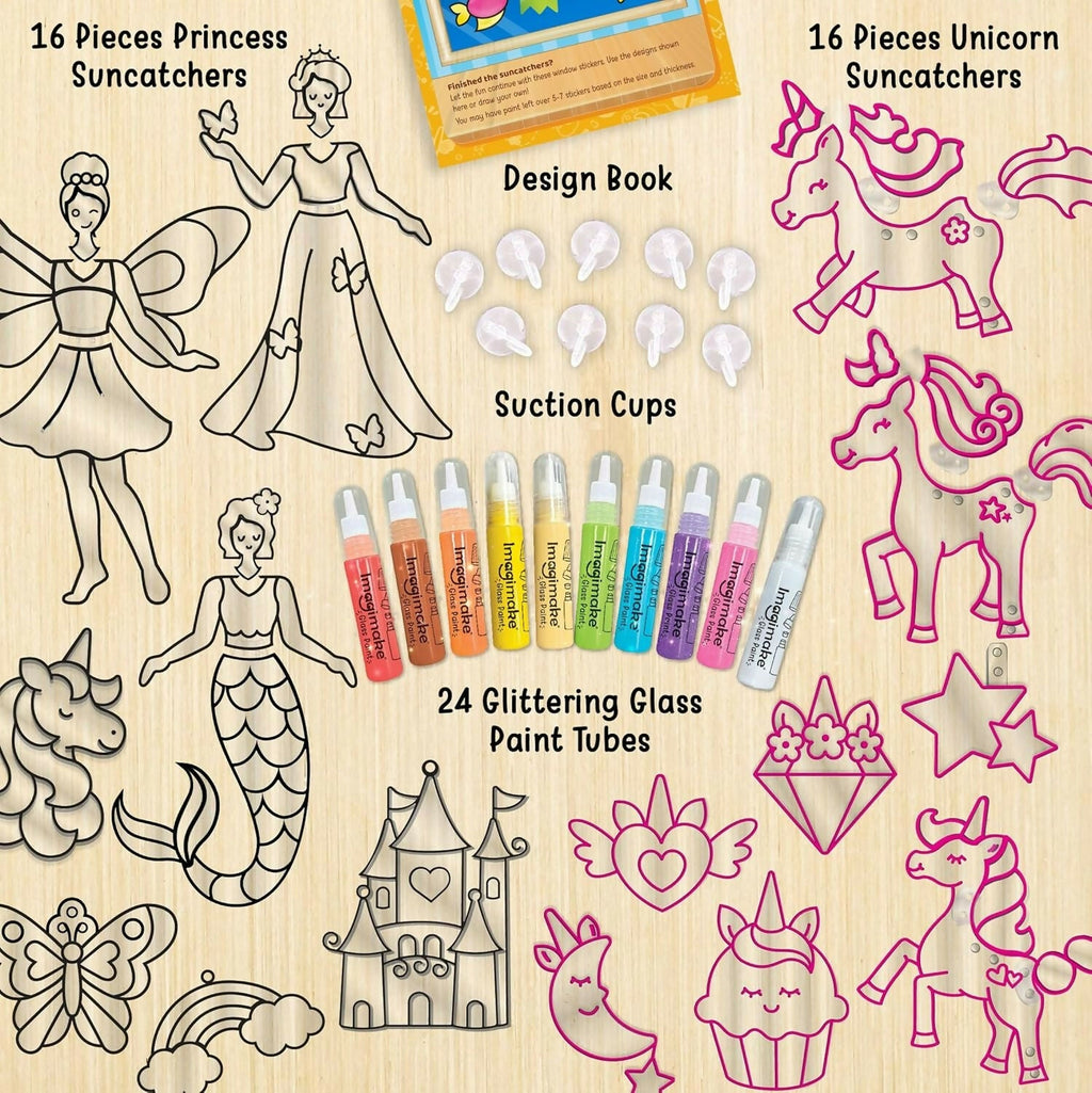 Imagimake Window Art Princess & Unicorn Suncatcher Kit Unicorn Toys for Girls Age 5-8 Craft Kits
