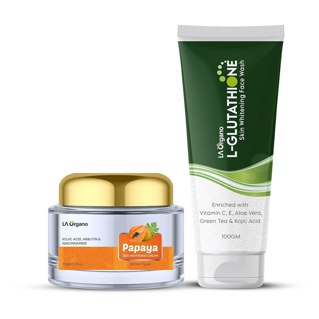 LA Organo Papaya Skin Whitening Cream and Glutathione Face Wash Combo Hover Image