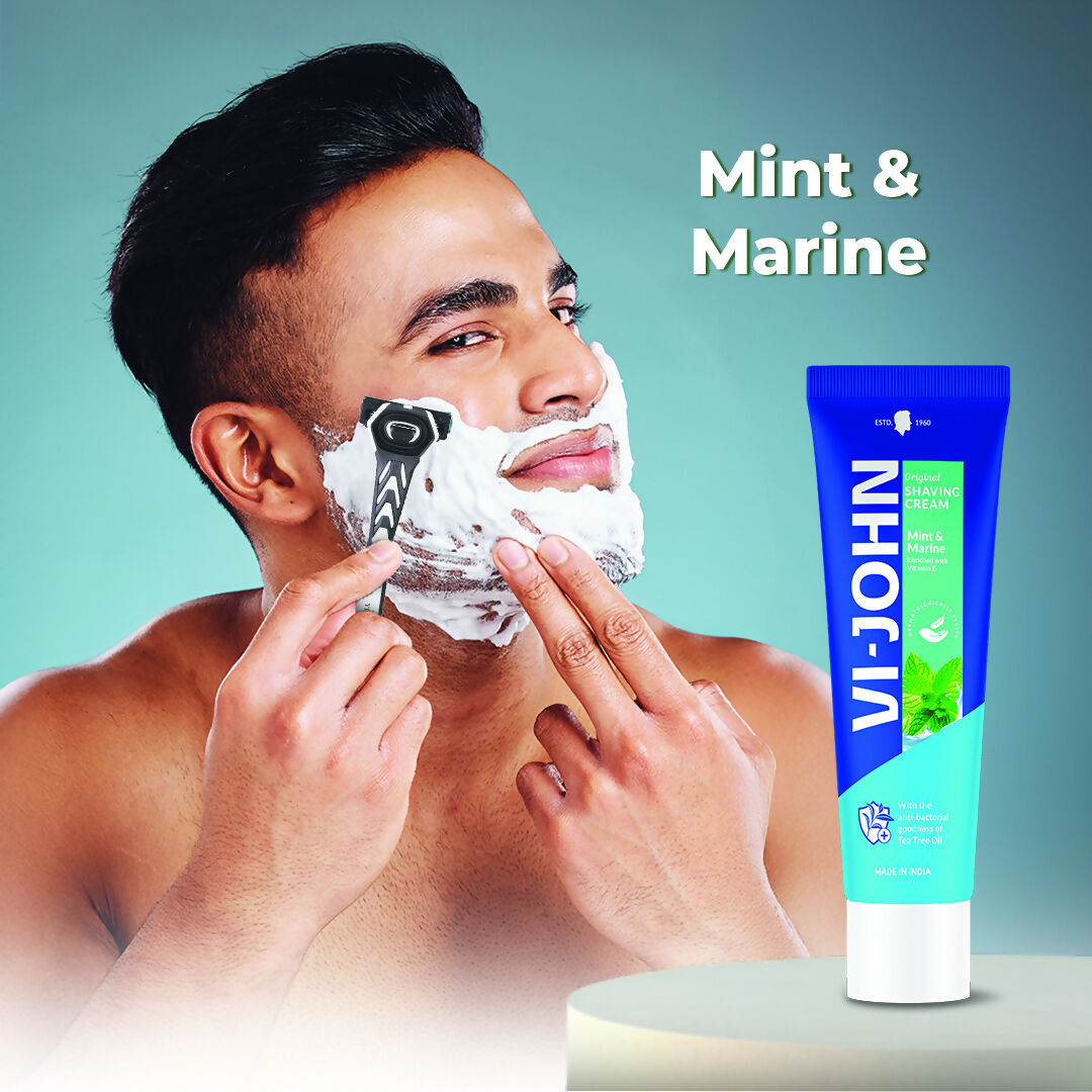 VI-JOHN Dermatologically Tested Vitamin-E enriched Anti Bacterial Mint & Marine Shaving Cream