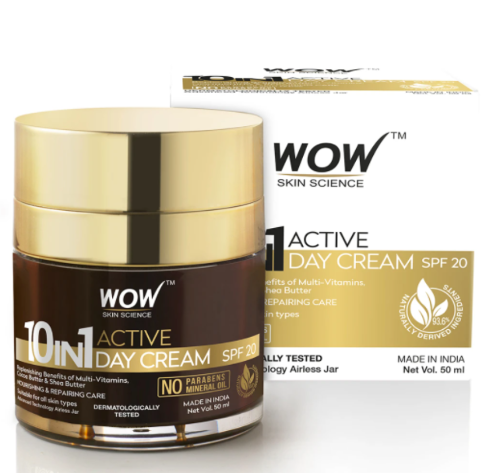 Wow Skin Science 10 in 1 Active Day Cream SPF 20 | Multi-Benefit Moisturizer | Daily Sun Protection