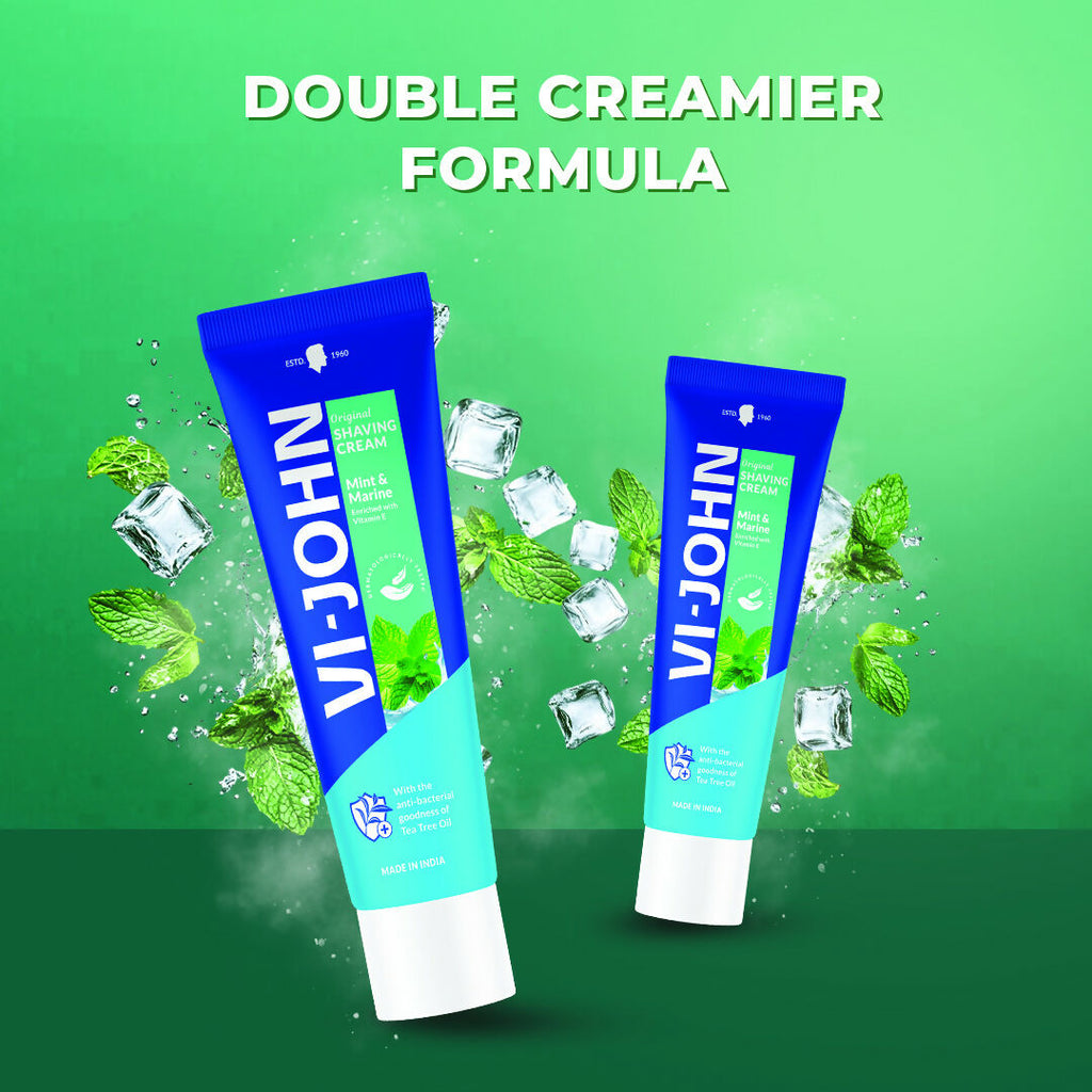 VI-JOHN Dermatologically Tested Vitamin-E enriched Anti Bacterial Mint & Marine Shaving Cream