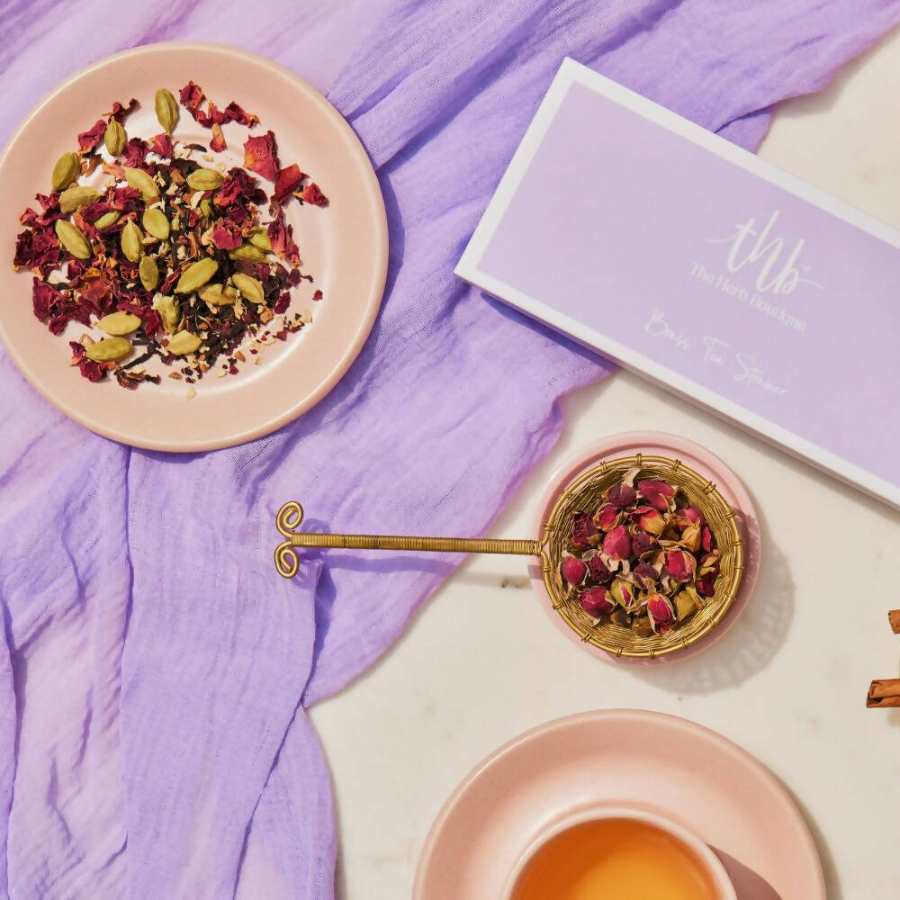 The Herb Boutique Fleur Brass Tea Strainer