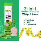 OZiva ACV Moringa For Weight Loss 3-in-1 Fat Oxidation Formula Tablets - Green Apple Flavor