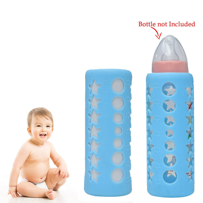 Safe-O-Kid Silicone Baby Feeding Bottle Cover Cum Sleeve for Insulated Protection 250mL- Blue Main Image