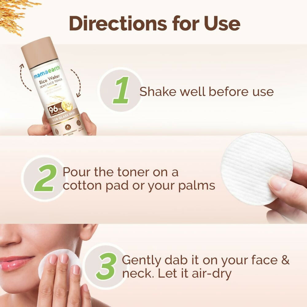 Mamaearth Rice Water Dewy Face Toner with 96% Pure Rice Water Extract & 4% Niacinamide for Glass Skin
