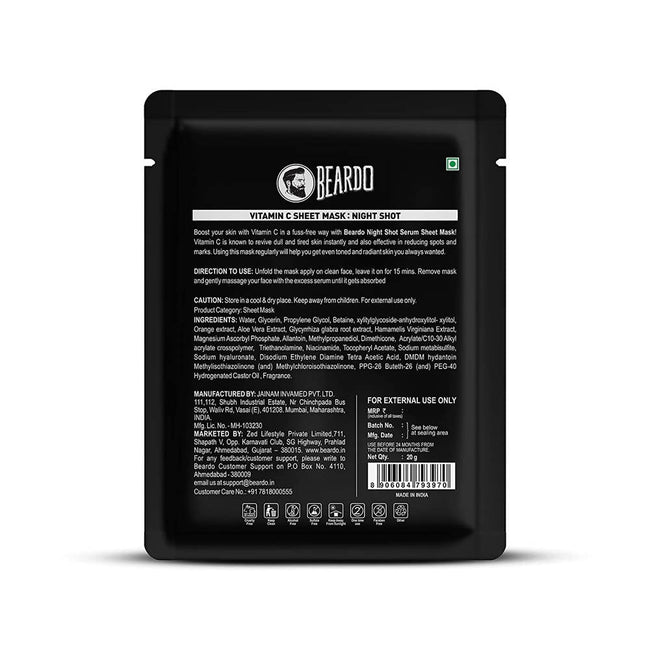 Beardo Night Shot Vitamin C Sheet Masks Main Image
