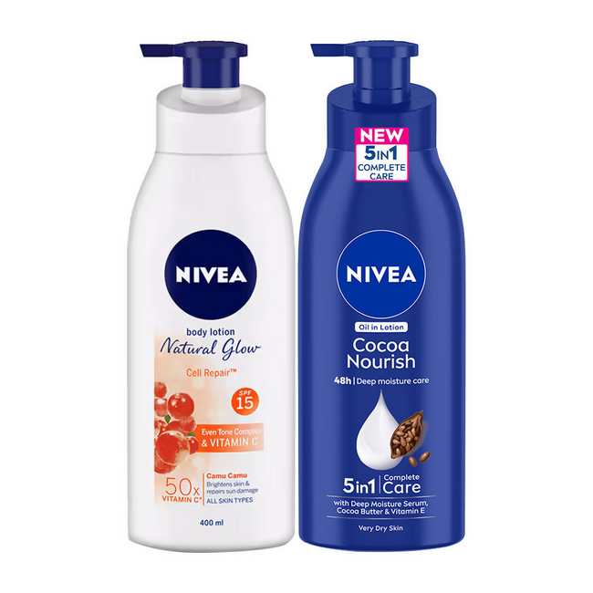 Nivea Bestseller Cocoa Nourish + Natural Glow Spf 15 Lotion Combo Hover Image