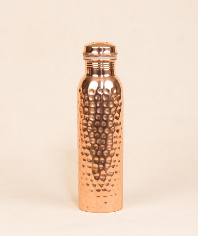Isha Life Hammered Copper Water Bottle - 950 ml Hover Image