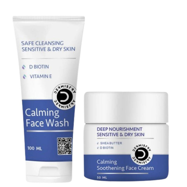Dermistry Sensitive & Dry Skin Calming Face Wash & Calming Soothening Face Cream Hover Image