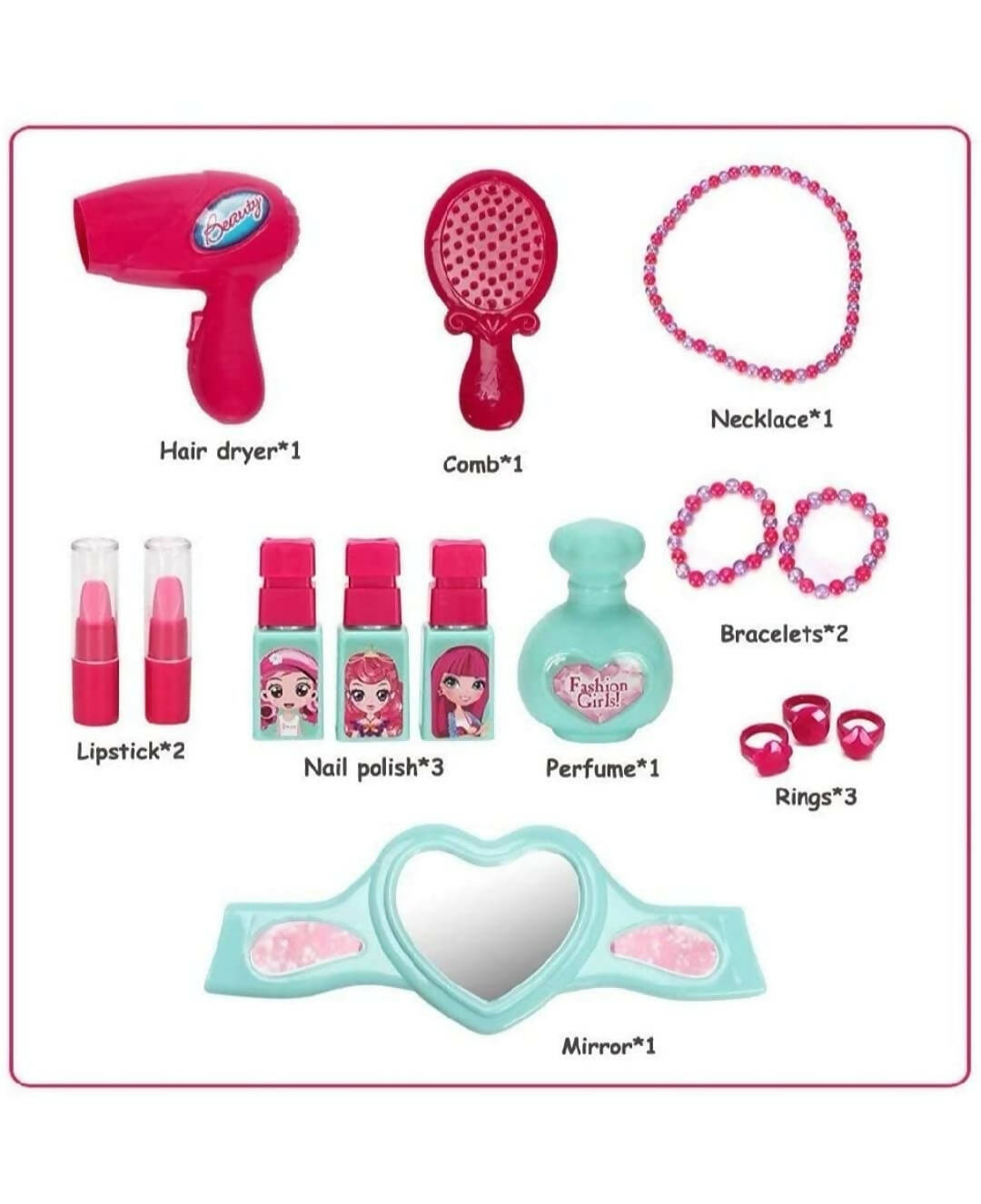 Sardar Ji Ki Dukan Beauty Make Up Case And Cosmetic Set Suitcase With Makeup Accessories For Children Girls- Pink,Plastic,Pack Of 1 Set