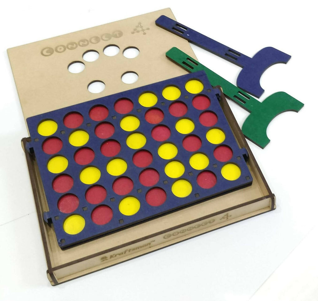 Kraftsman Get-4 In A Row Or Get-In-Line Wooden Game Of Strategy Game