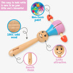 Matoyi Wobbly Panda & Blue Rabbit Pull Along & Maraca For Kids