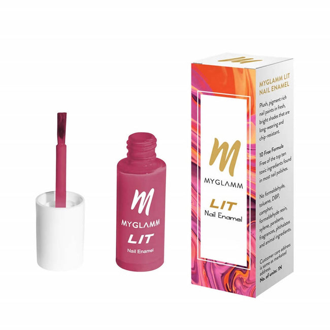 MYGLAMM LIT Nail Enamel - Fling - Fuchsia Shade (7 Ml) Hover Image