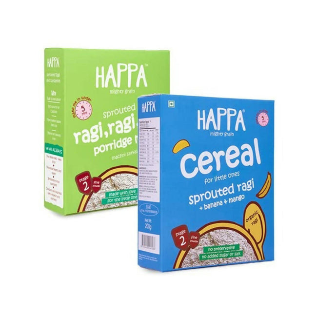 Happa Organic Ragi Porridge Mix- Ragi+Cardamom and Ragi+Banana+Mango Combo Hover Image