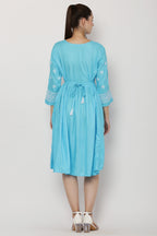 PAVONINE Firozi Color Burfi Design Embroidery Dress For Women