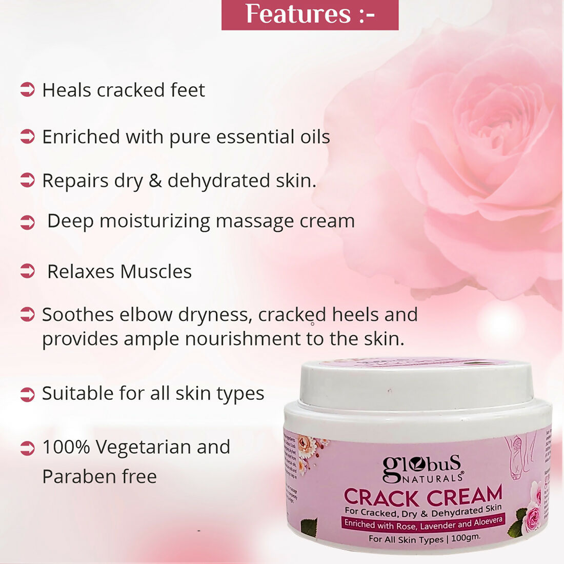 Globus Naturals Crack Cream Rose
