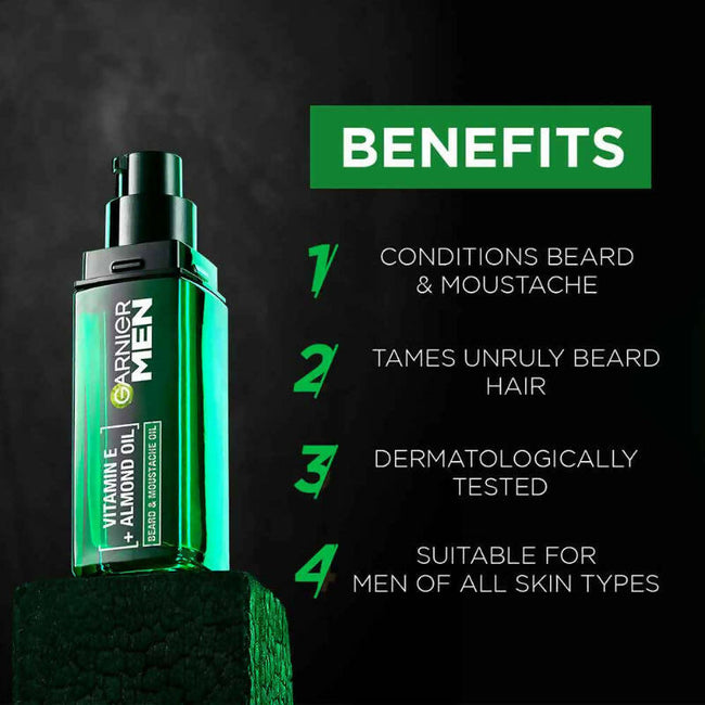 Garnier Men Beard & Moustache Oil With Vitamin E And Almond Oil Main Image