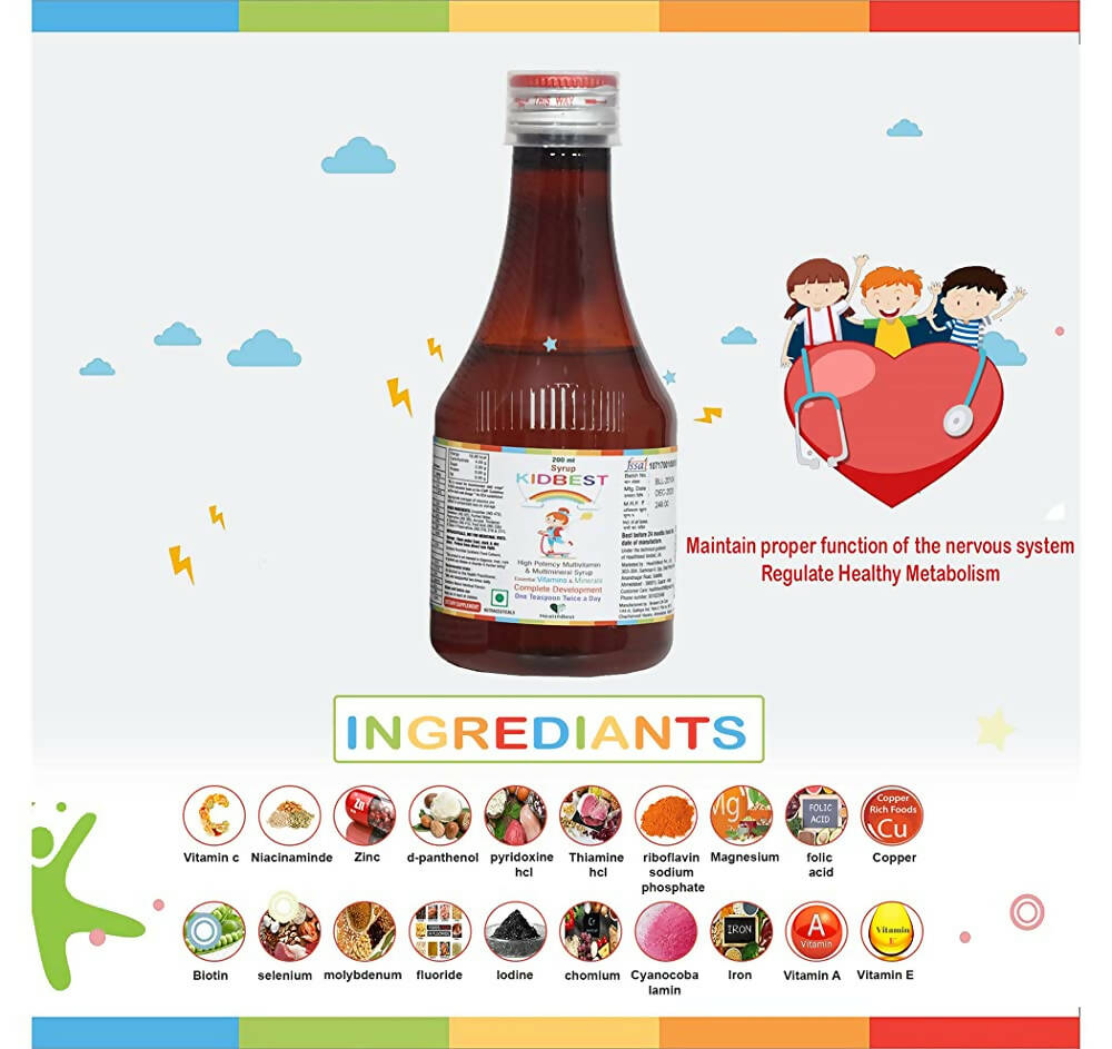 HealthBest Kidbest Multivitamin & Multimineral Syrup for Kids