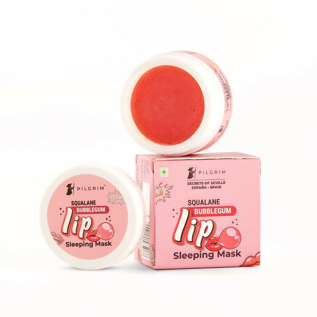 Pilgrim Spanish Lip Sleeping Mask (Bubblegum) with Shea Butter & Pomegranate For Hydrated & Soft Lips Hover Image