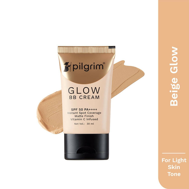 Pilgrim Glow BB Cream SPF 50 PA++++ Instant Spot Coverage Matte Finish Vitamin C Infused - Beige Glow Main Image