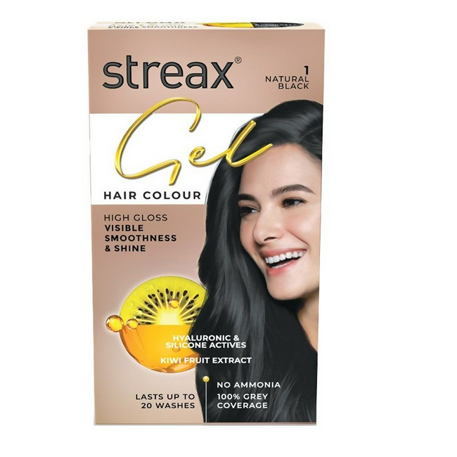 Streax Gel No Ammonia 100% Grey Coverage Hair Color - Natural Black Hover Image