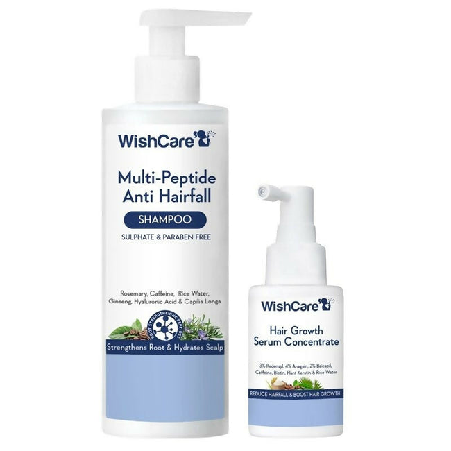 Wishcare Hair Growth Serum Concentrate + Multi Peptide Anti Hairfall Shampoo Combo Hover Image