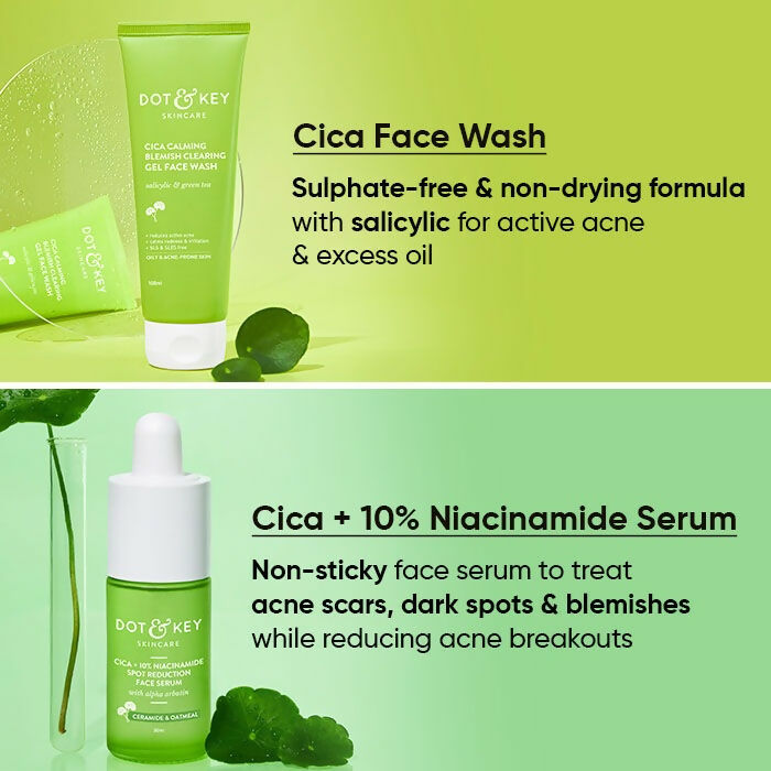 Dot & Key Cica + Niacinamide C + E CSM (Cleanser, Serum, Moisturizer) Routine for Oily & Acne Prone Skin