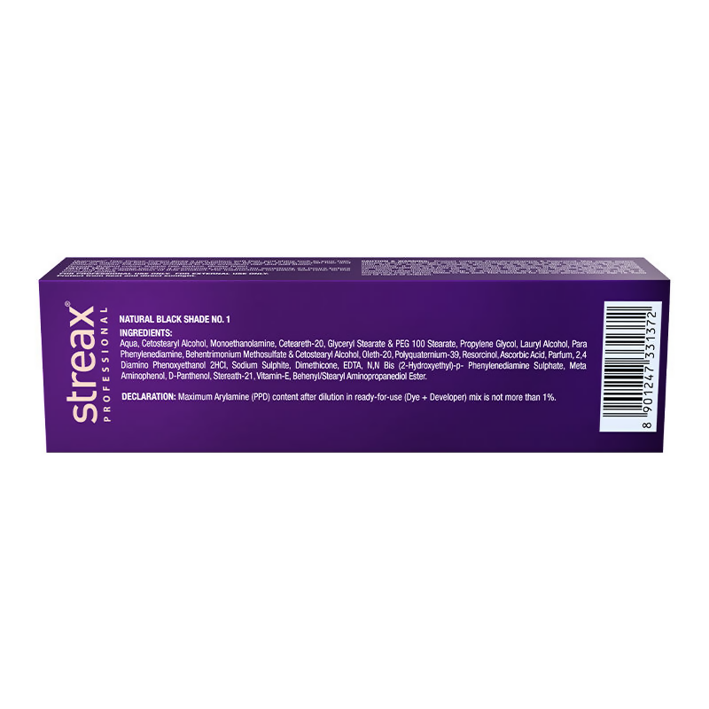 Streax Professional HueMagic Permanent Hair Colour - 1 Natural Black