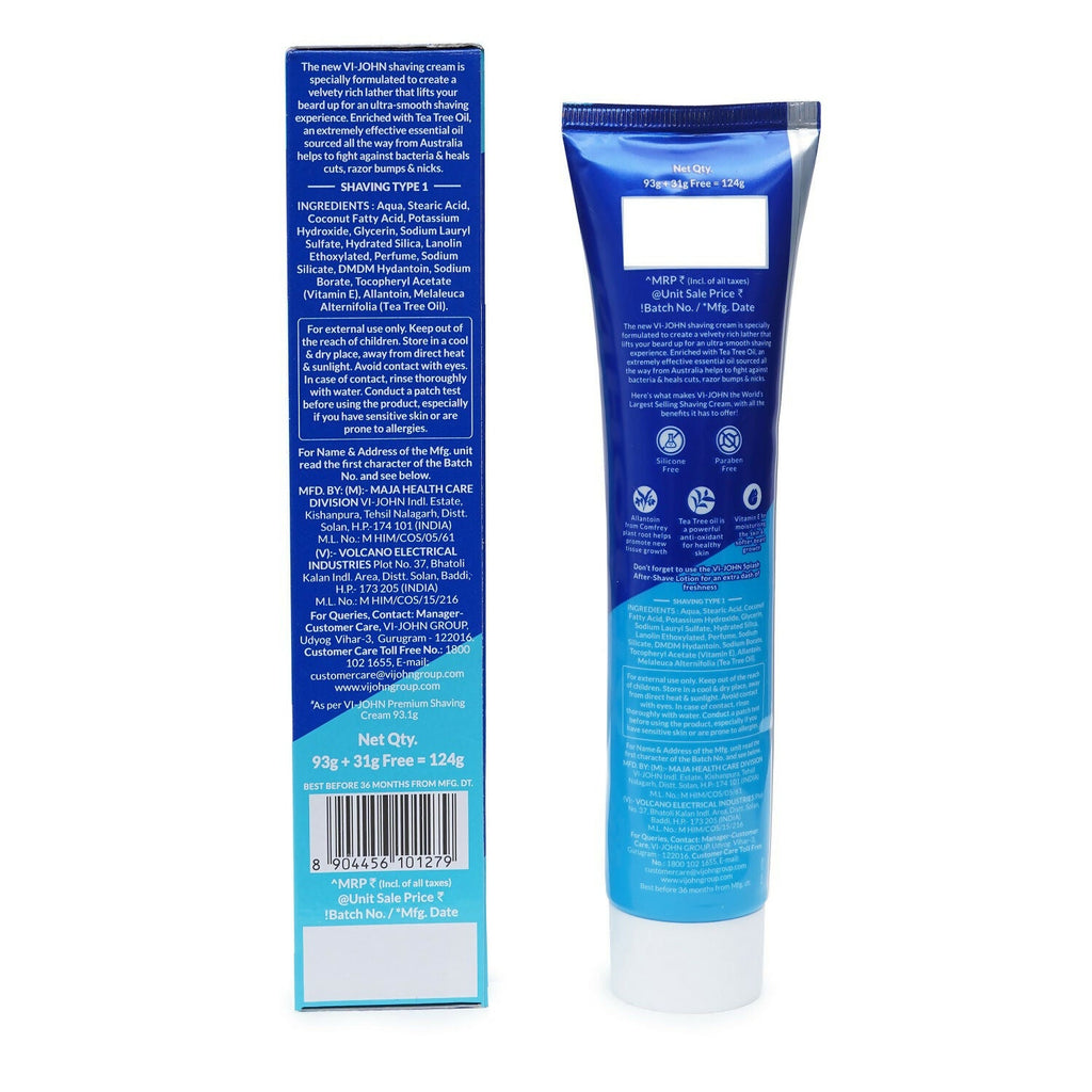 VI-JOHN Dermatologically Tested Vitamin-E enriched Anti Bacterial All Skin Type Shaving Cream