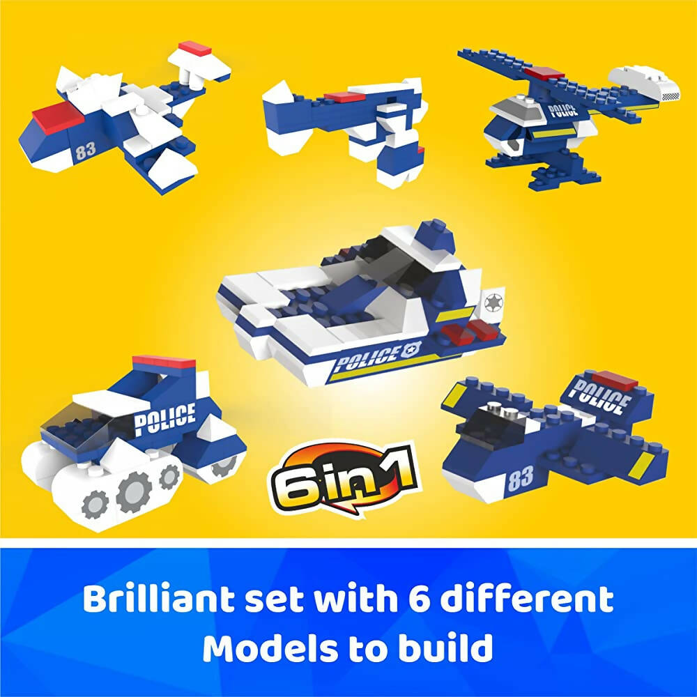 Webby 6 in 1 Police ABS Building Blocks Kit for Kids (169 Pcs)