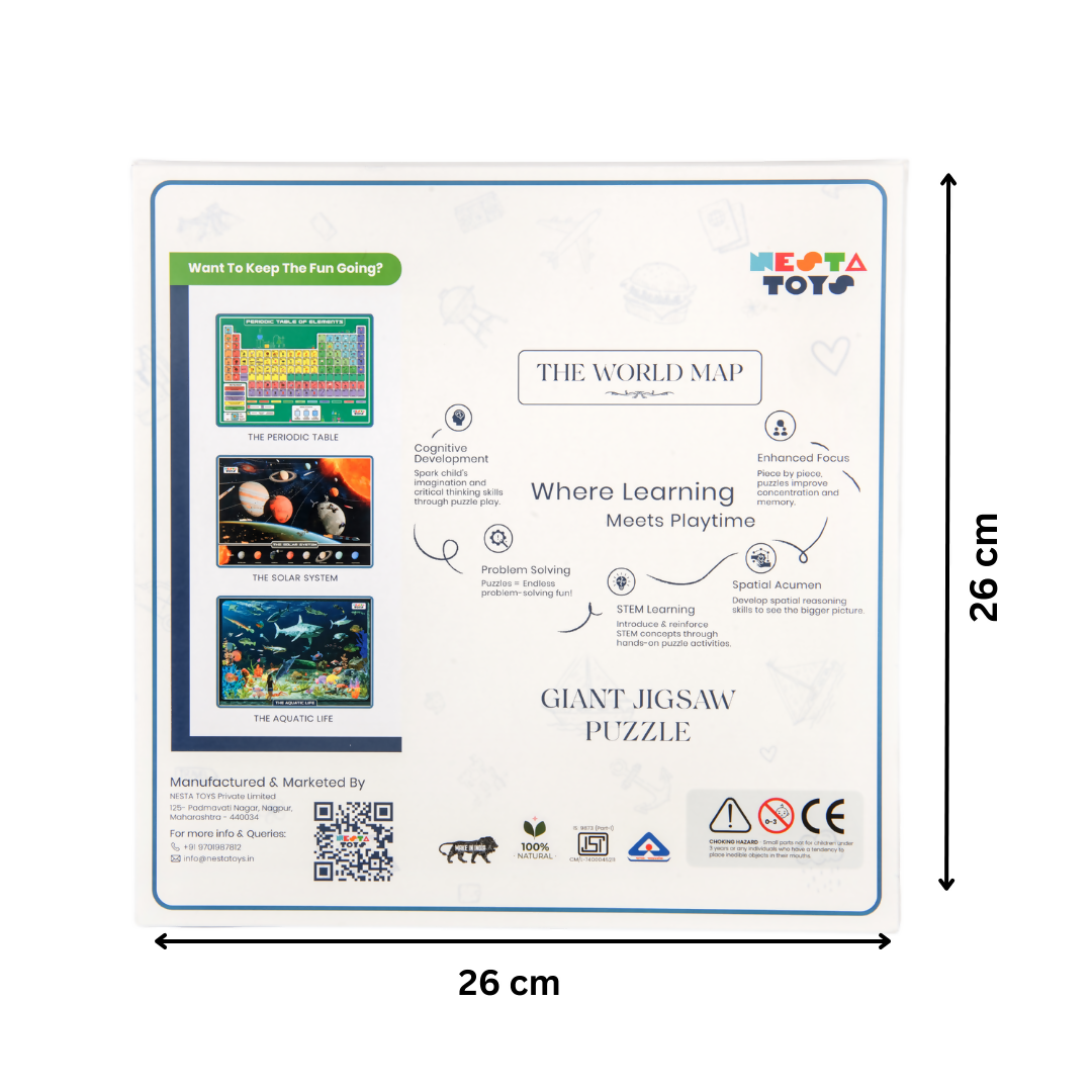 Nesta Toys World Map Jigsaw Puzzle for Kids, Jumbo Floor Puzzle, Educational Toy (6+ Years)