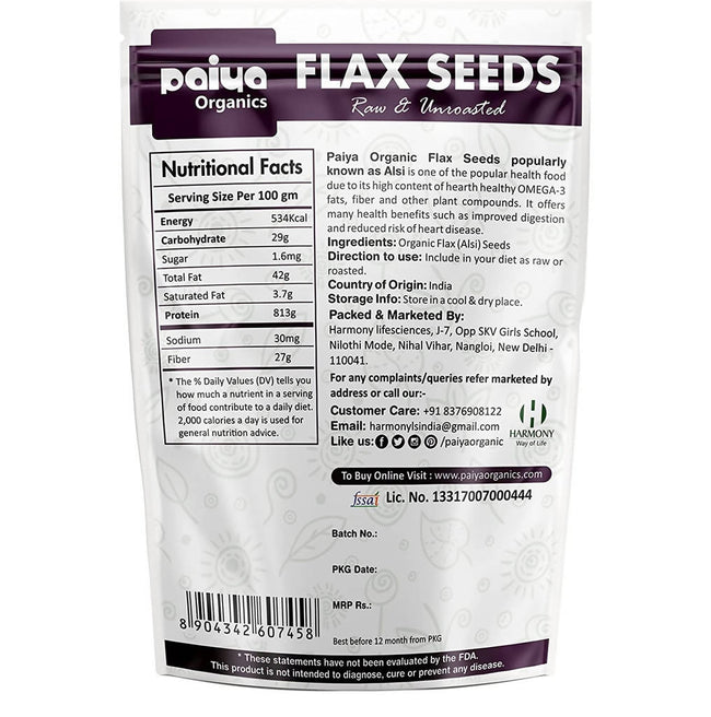Paiya Organics Flax Seeds Raw & Unroasted Main Image