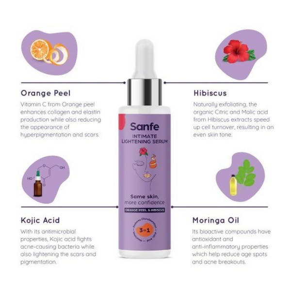Sanfe Intimate Lightening Serum With Orange Peel + Brightening Intimate Scrub + Brightening Back And Bum Cream