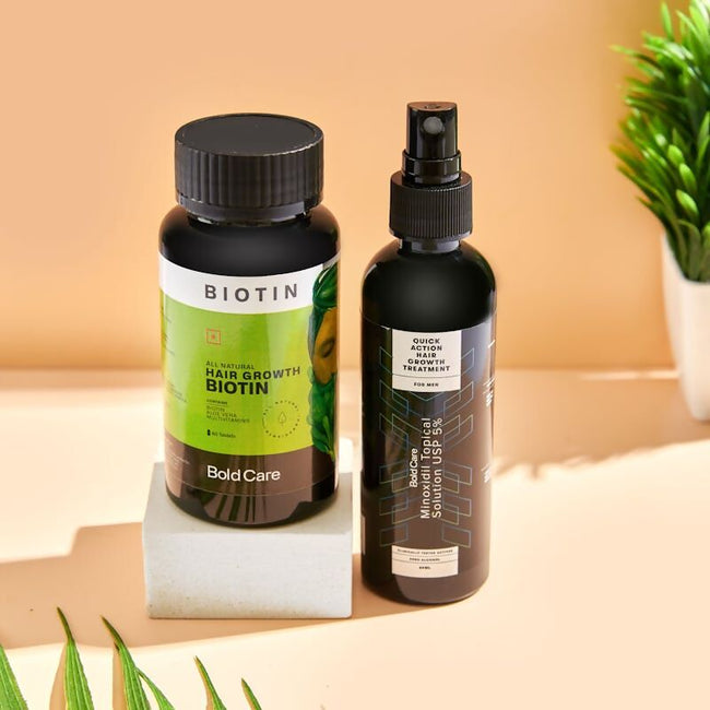 Bold Care Hair Growth 5% Solution Serum & Biotin Supplements Combo Hover Image