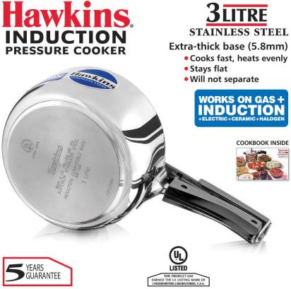 Hawkins Stainless Steel 3 L Induction Bottom Pressure Cooker (HSS3W) Main Image