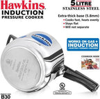 Hawkins Stainless Steel 5 L Induction Compatible Pressure Cooker (HSS50)