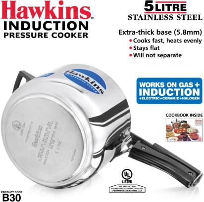 Hawkins Stainless Steel 5 L Induction Compatible Pressure Cooker (HSS50) Main Image