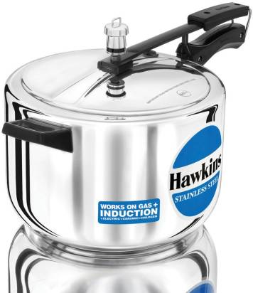 Hawkins Stainless Steel 8 L Induction Bottom Pressure Cooker (HSS80) Hover Image