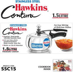 Hawkins Stainless Steel Contura 1.5 L Induction Bottom Pressure Cooker (SSC15)