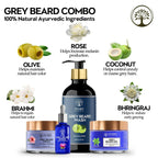 Ivory Natural Grey Beard Combo (Serum, Cream, Wash & Gel) Restore Your Silver Beard To Natural Color