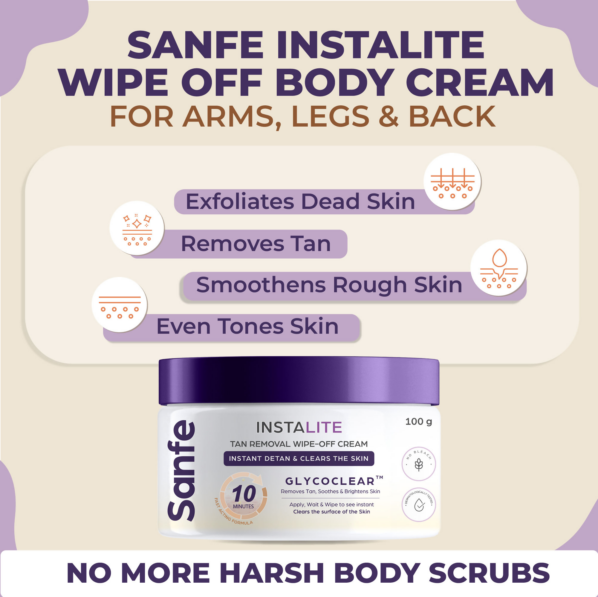 Sanfe Instalite Detan Wipe Off Body Cream