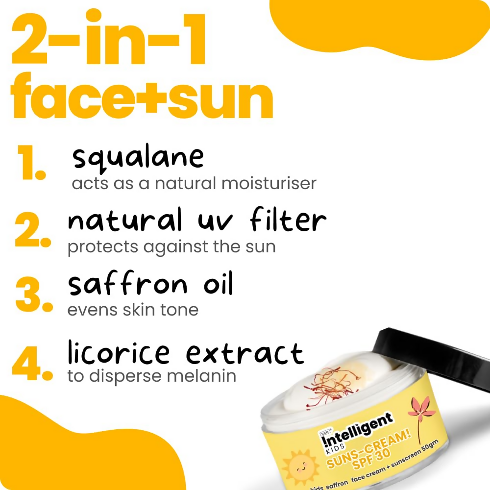 TuCo Intelligent Kids 2-in-1 Saffron Face Cream & Sunscreen For Sun Protection And Glow