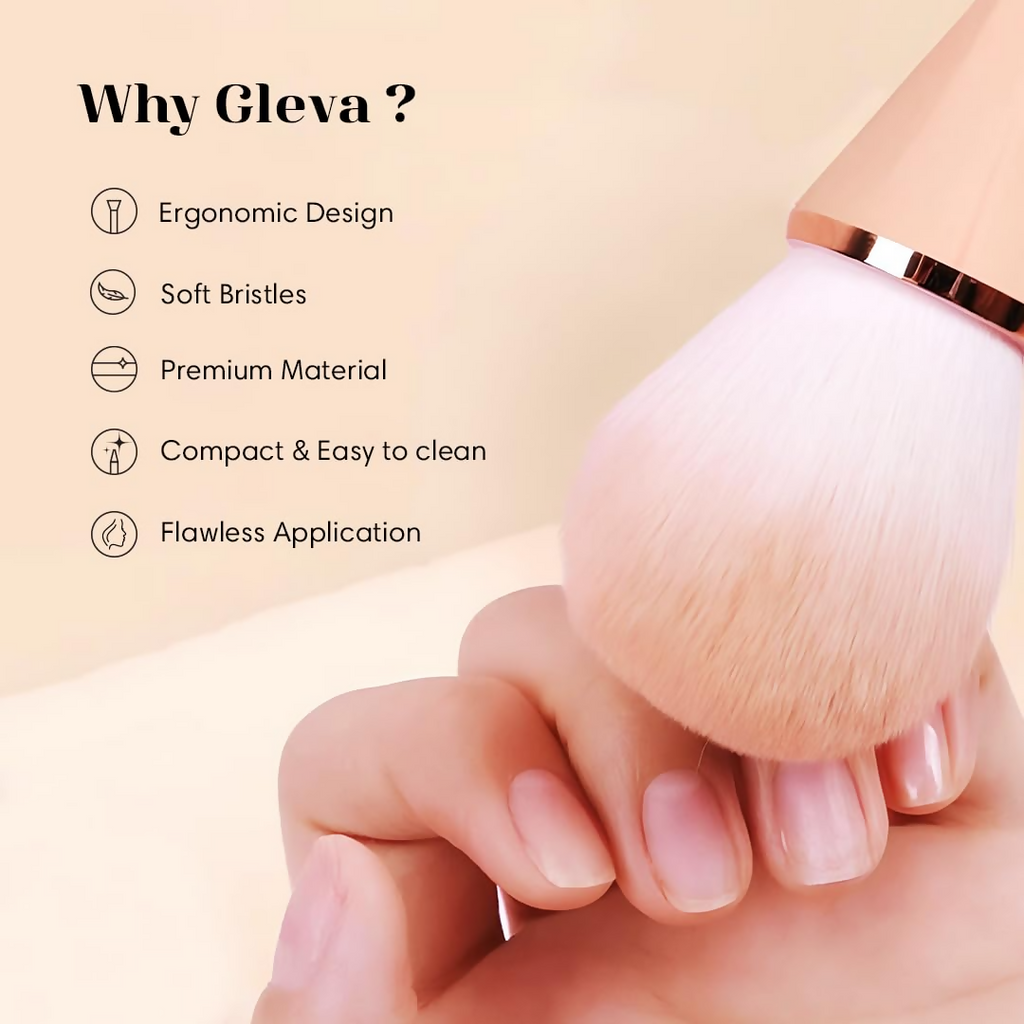 Gleva Multipurpose Professional Powder & Blush Cheek Brush - Black Loose Powder Brush