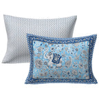 Rudra Bazaar Blue 210 TC Cotton Double King Bedsheet With 2 Pillow Covers