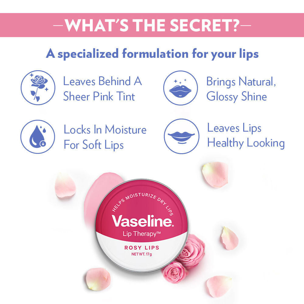 Vaseline Deep Moisture Lotion With Rosy Lip Tin For Moisturized Skin & Sheer Pink Tint