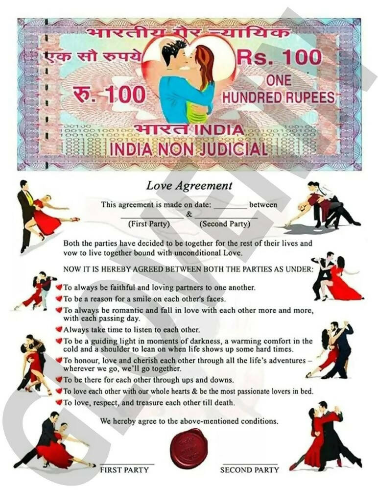 Gloverin Love Agreement Certificate With Permanent Pen Valentine’s Day Gifts