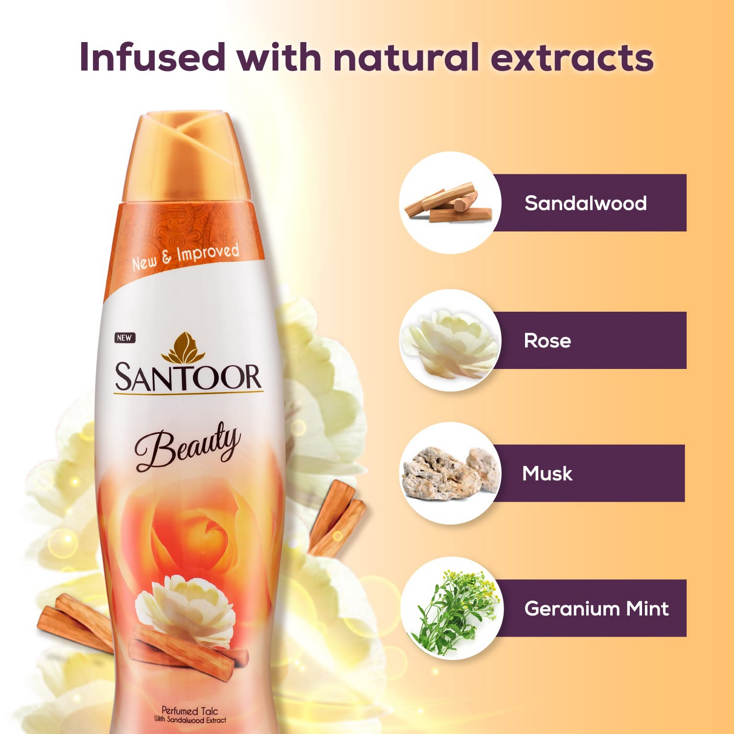 Santoor Beauty Perfumed Talc With Sandalwood Extracts