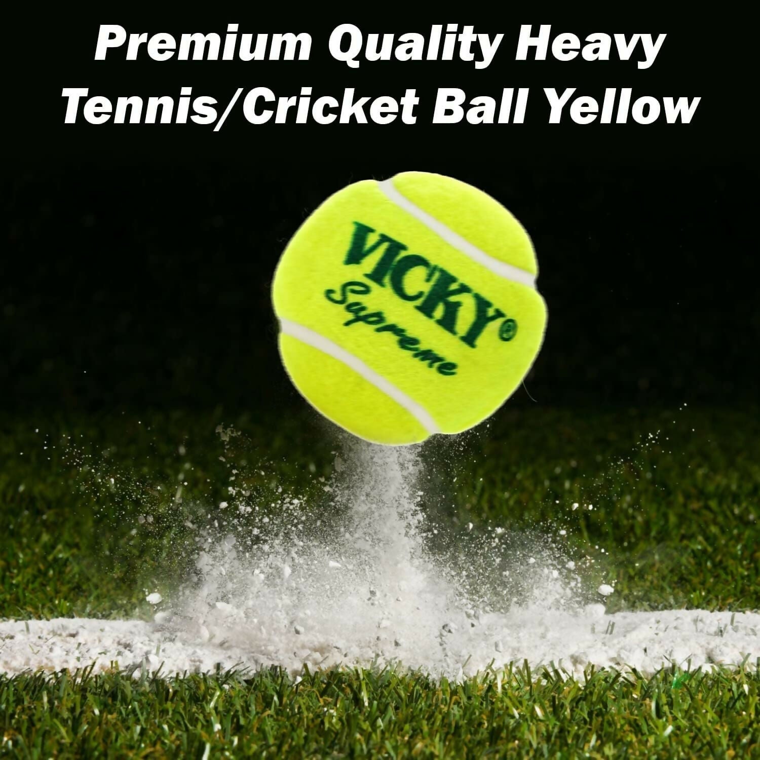 Vicky Supreme Yellow Tennis/Cricket Ball Heavy Multipurposeful Design & Durable Rubber Built