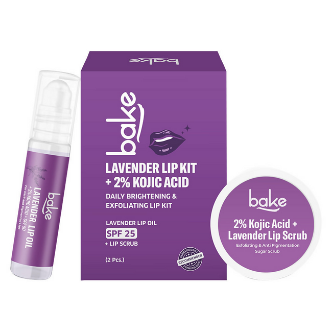 Bake Kojic Acid Lavender Lip Kit With Lip Balm SPF 50 & Lip Scrub For Dark & Pigmented Lips Hover Image